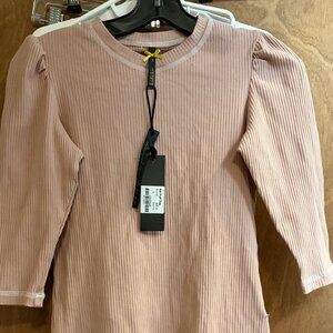 NWT Girl's size 14 kidichic Peach Ribbed 3/4 Sleeve Shirt